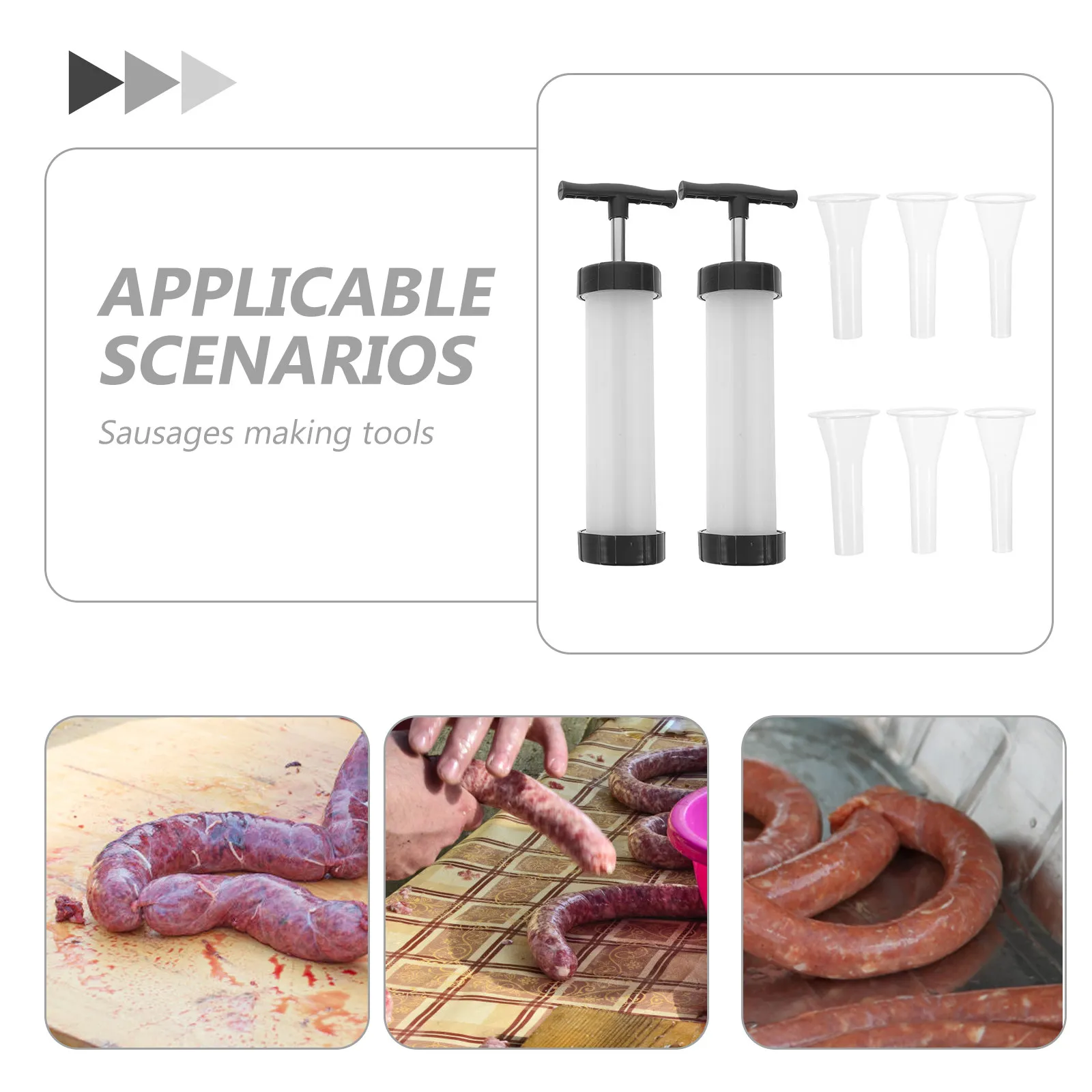 2Sets DIY Sausage Stuffer Manual Meat Filler Machine for Homemade Sausages Meatballs Compact Reusable Kitchen Sausage Making