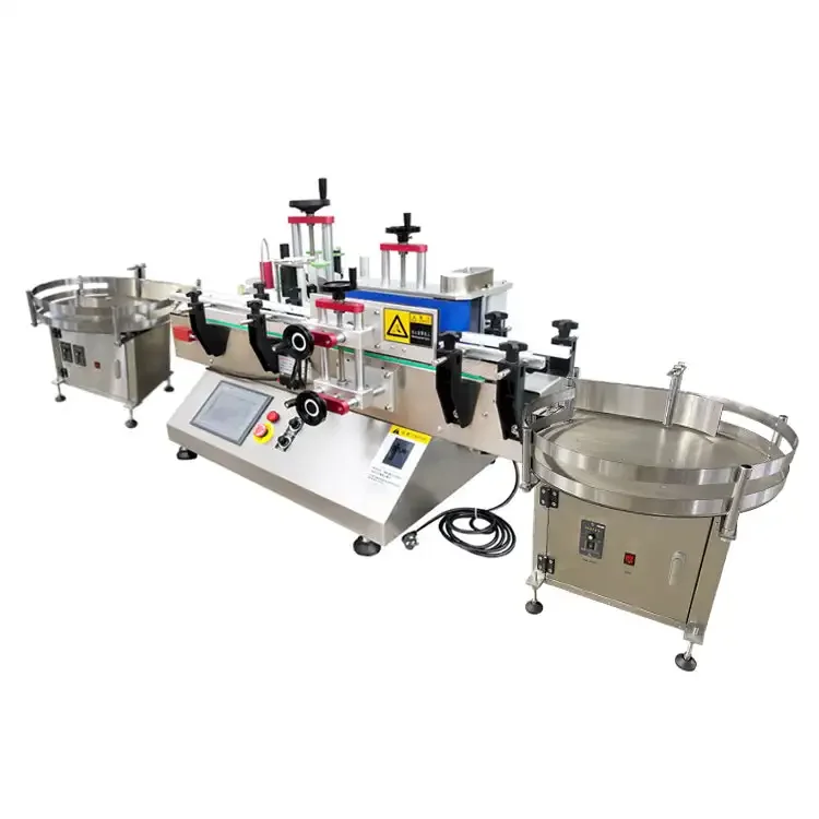 Desktop Automatic Round Bottle Labeling Machine Small Tabletop Labeler for Jars Cans Vials Bottles Packaging Equipment