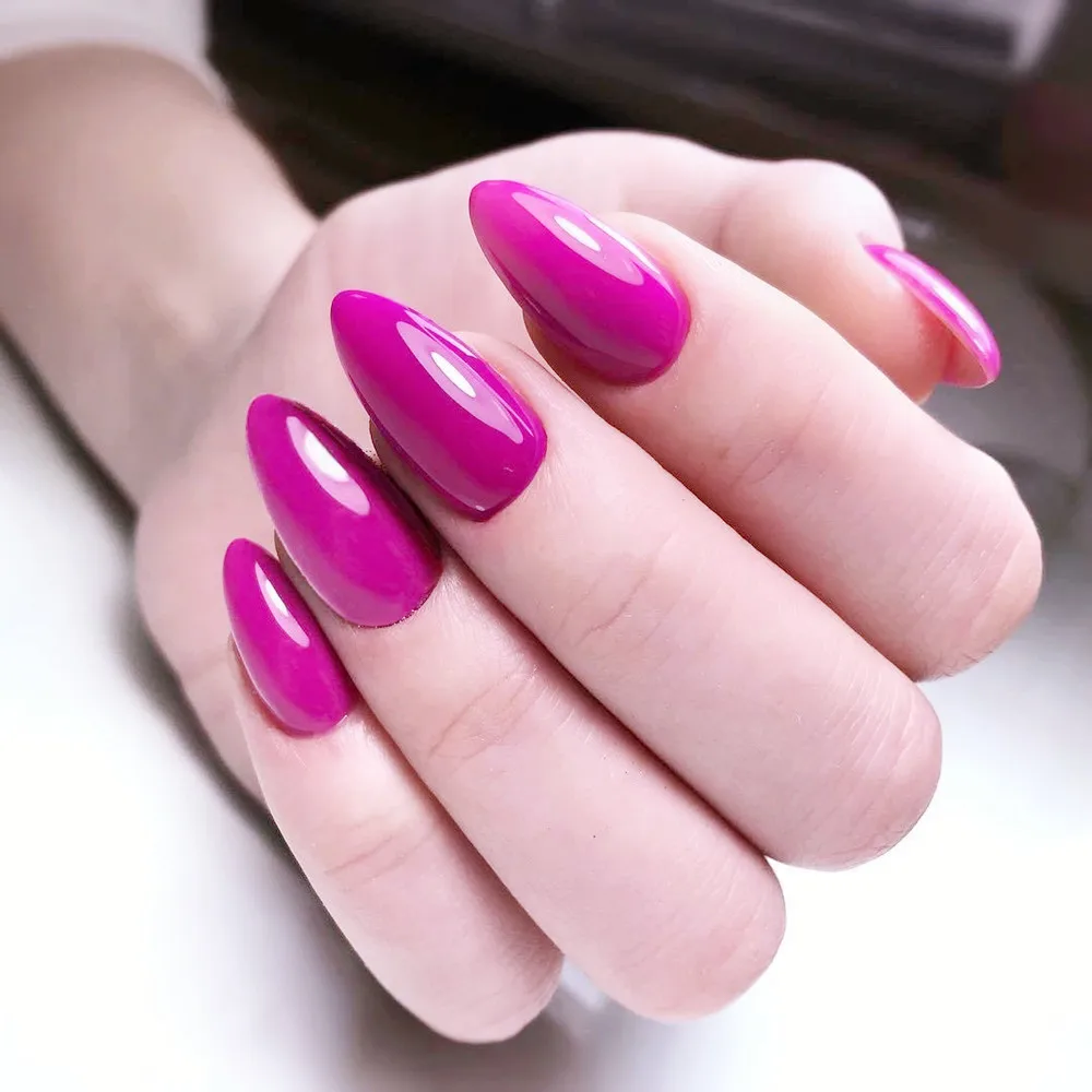 

48Pcs Shiny Rose Fake Nails Press Ons Acrylic False Nails Short Stiletto Shaped DIY Women Fingernails Tip Wholesale Bulk Items