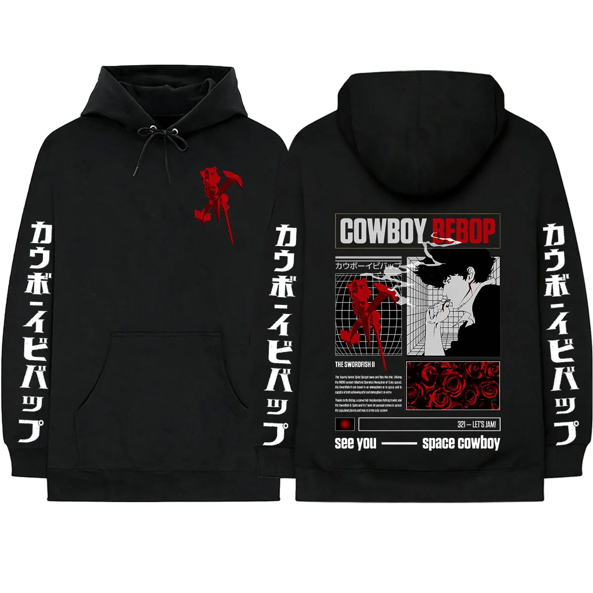 Manga Cowboy Bebop Spike Spiegel Hoodies Herren Damen Kleidung Mode Lässige Übergroße Sweatshirts Langarm Pullover Streetwear