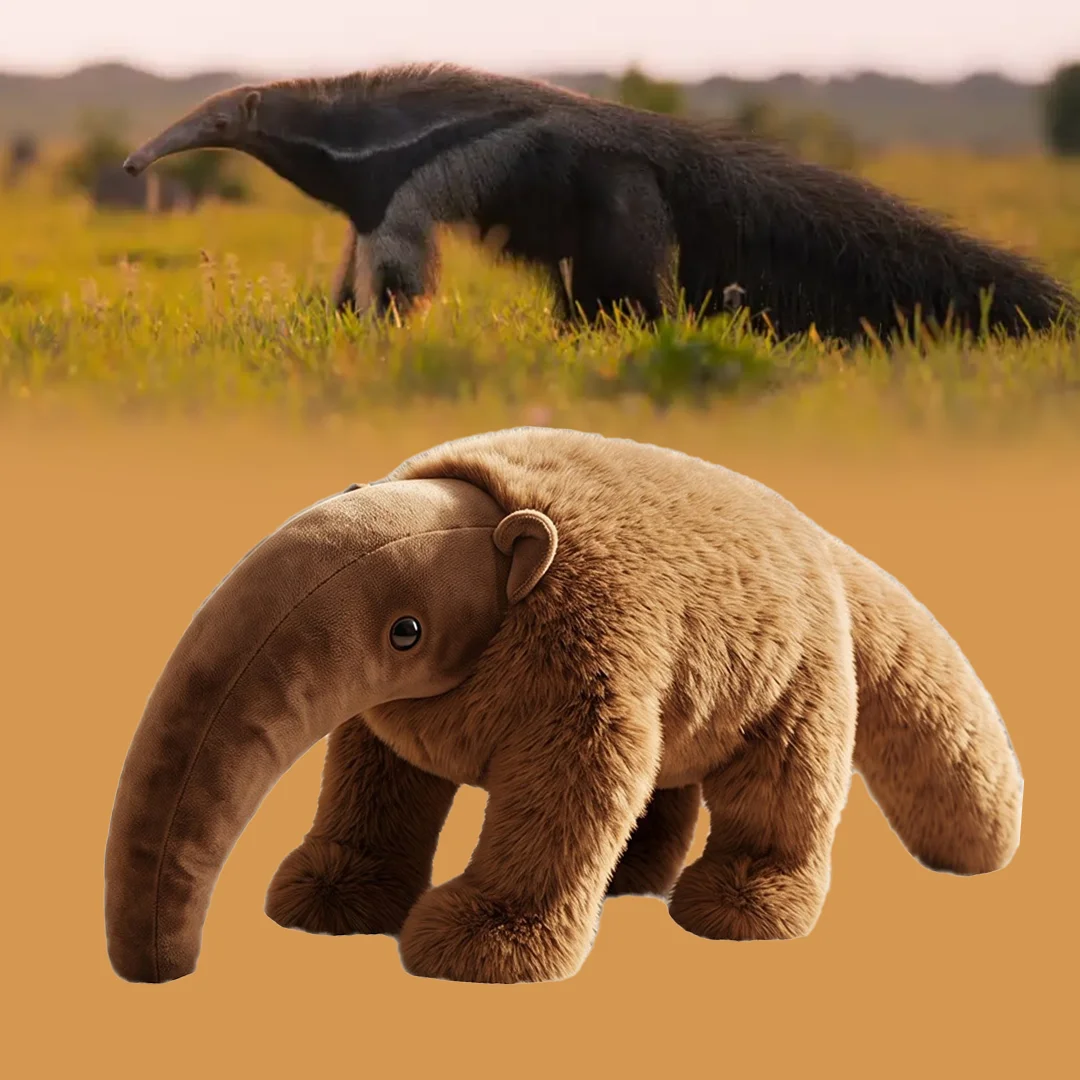 Long Snout Anteater Plush Toy Kawaii Rainforest Anteater Creature Soft Squishy Plushie Gift for Kids Animal Lovers Zoo Decor