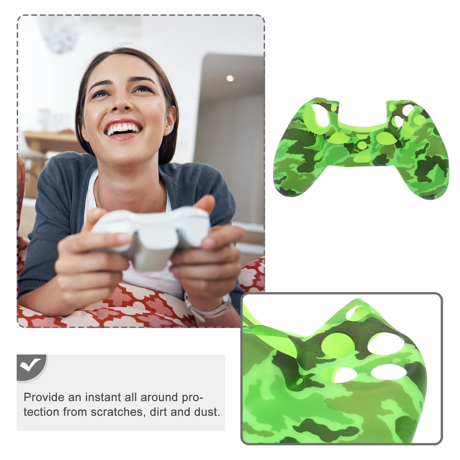 

Camouflage Green Silicone Controller Case For Gamepad Protective Cover Accessories Smooth Washable