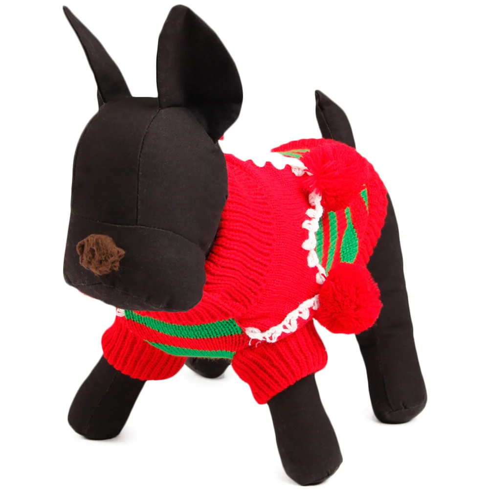 

Pet Dog Christmas Sweater Thickened Striped Soft Small Size S Red Green Party Clothes Perfect for Holiday Walks