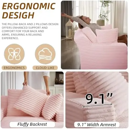 كرسي استرخاء كبير الحجم، سرير أريكة سروال قصير، كرسي نوم بمقعد عميق لغرفة المعيشة (وردي) #4