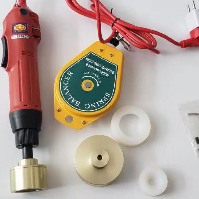 Máquina de tapado de botellas eléctrica, taponadora de tornillo con tapa Manual de 10-50mm, cubierta portátil semiautomática giratoria