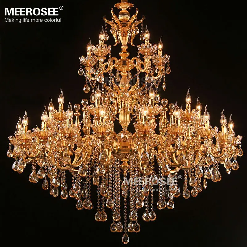 

Meerosee Gold Chandeliers Lustres Large Luxury Pendant Lamp Indoor Lighting For Living Room Hotel Resteruant Villa Luminaire