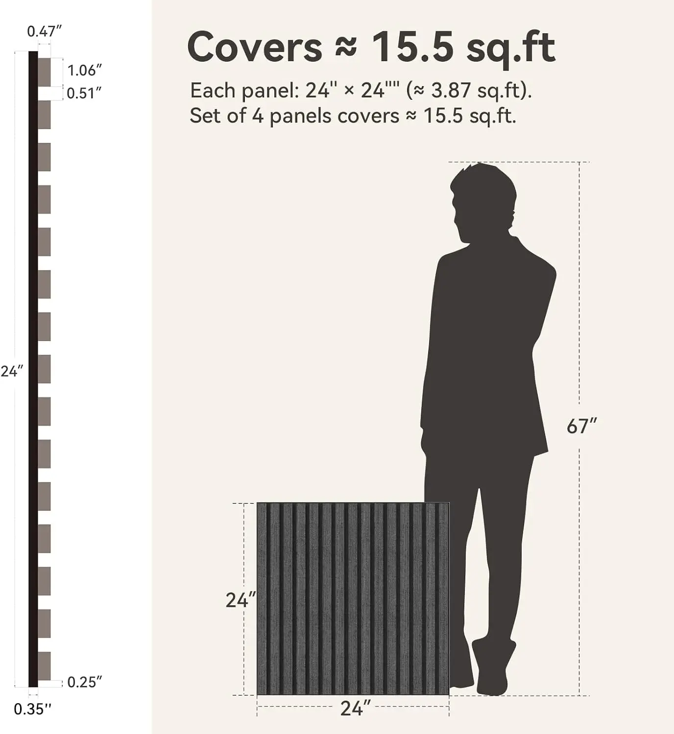 MDF Acoustic Wood Slat Wall Panels, 24