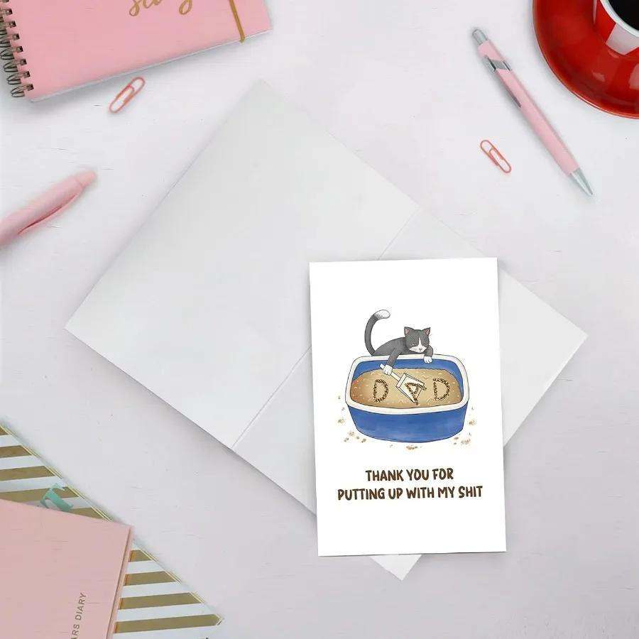 Hilarious Father's Day Card for Cat Dad Witty Birthday Gifts for Cat Lover Happy Fathers Day Gift from Cat