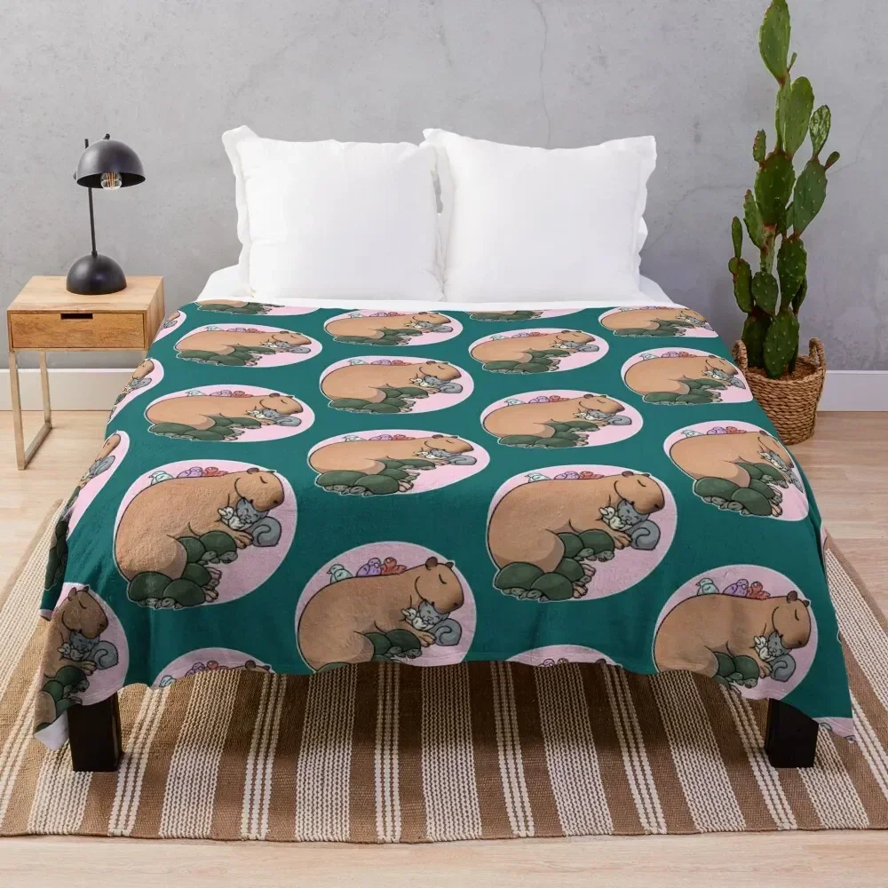 

Capybara snuggles Throw Blanket Thins For Sofa Thin Comforter Plaid on the sofa Blankets
