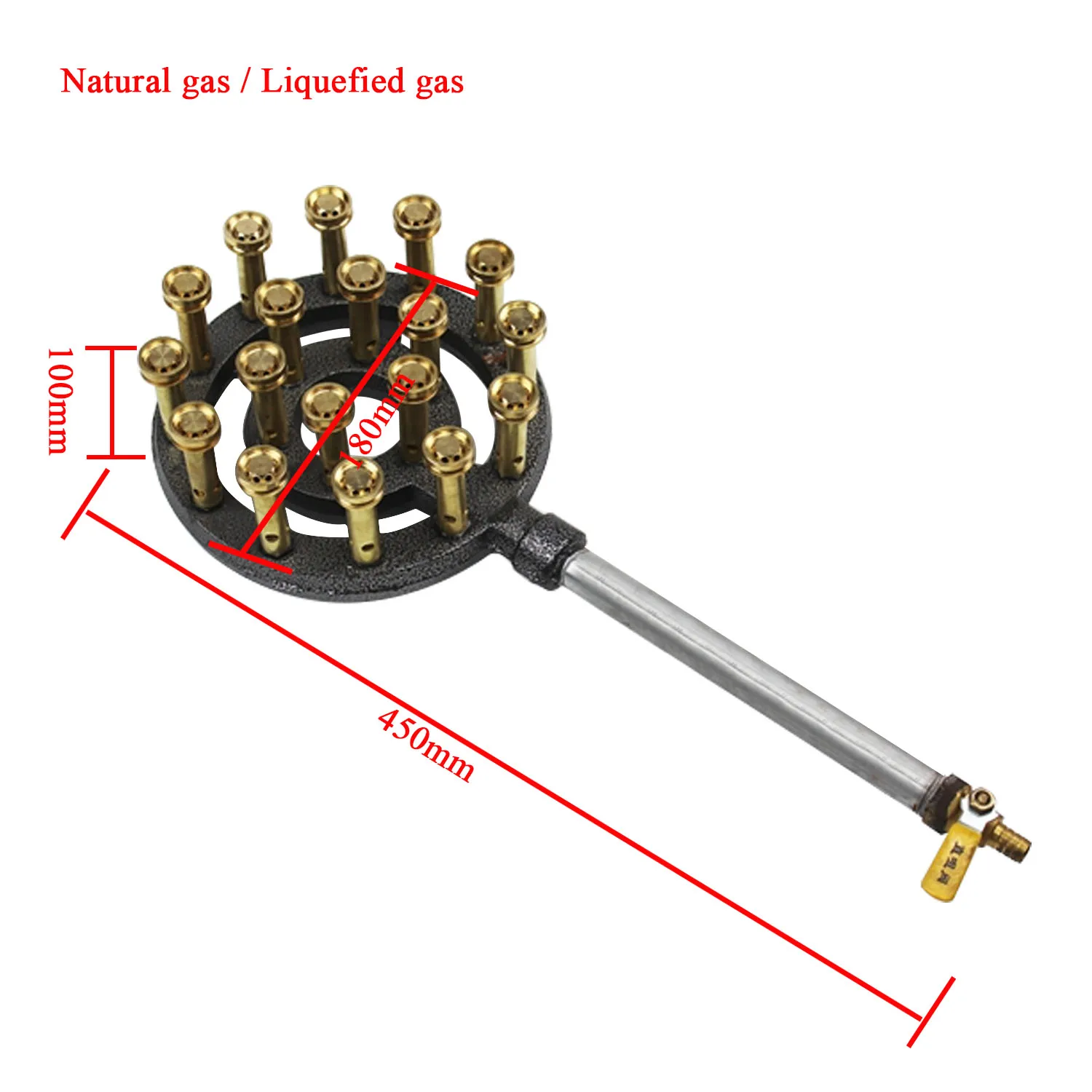 Imagem -05 - Queimador Portátil do Ferro Fundido para o Fogão Gás Natural Forno Líquido Propano da Cozinha Queimador do Jato Furos Furos 12 Furos 18 Furos 1pc