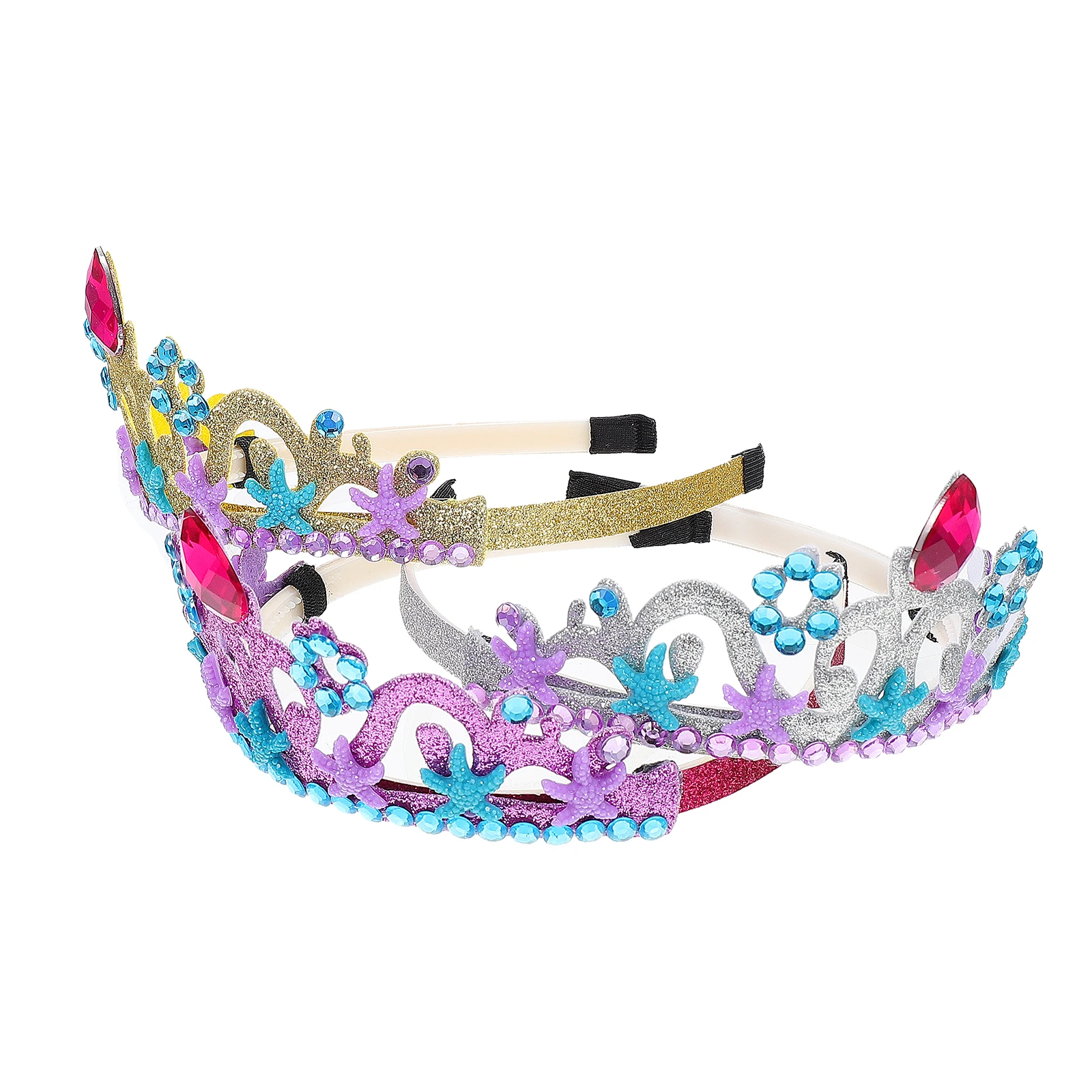 

3 Pcs 's Crown Headband Ocean Themed Hair Headdress Little Non-woven Fabric Party Prop Tiara
