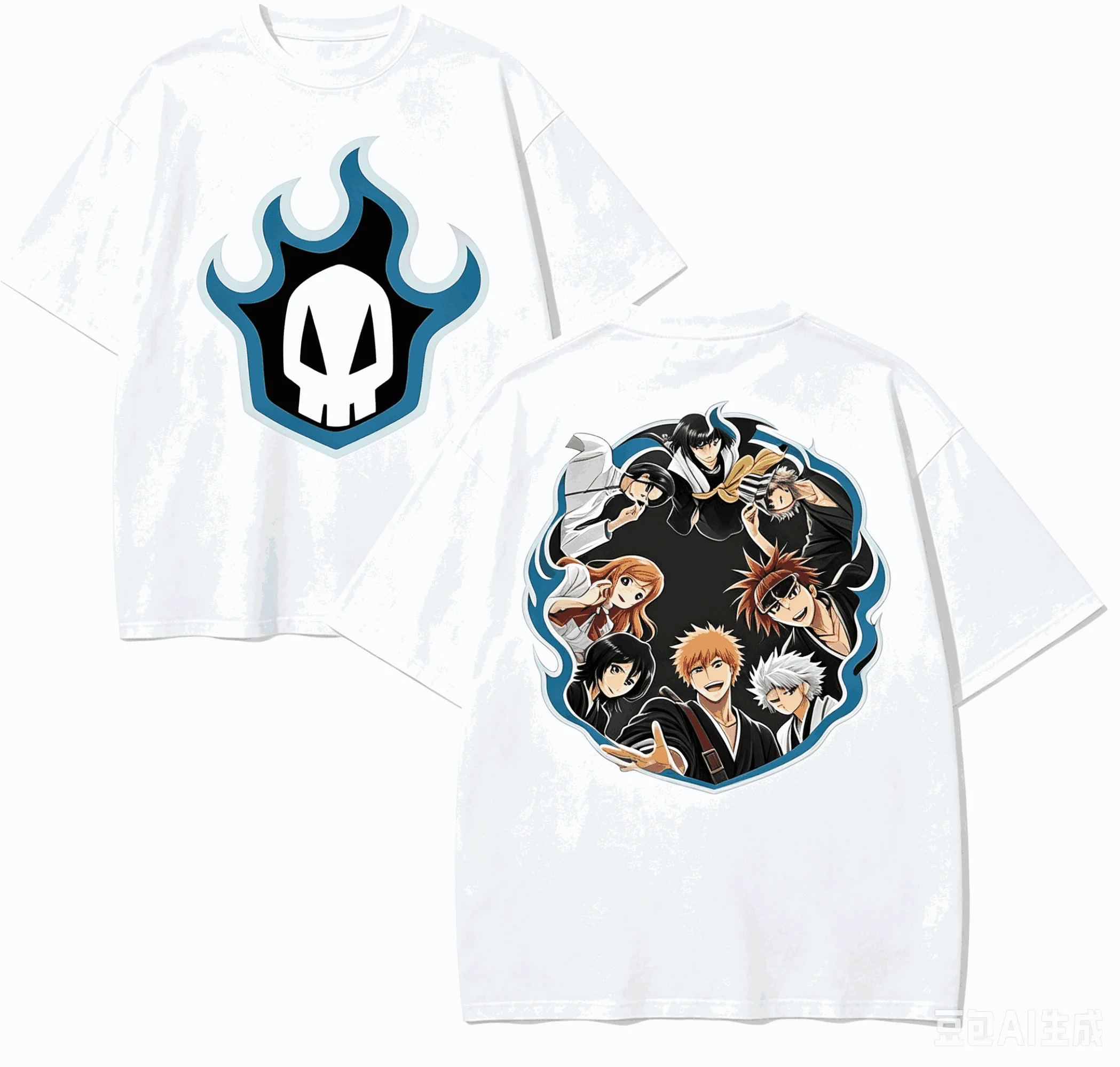BLEACH Anime Kurosaki Ichigo Rukia Kon Graphic T Shirt Vintage Manga Casual Oversized Unisex Cotton Short Sleeve Streetwear Tee