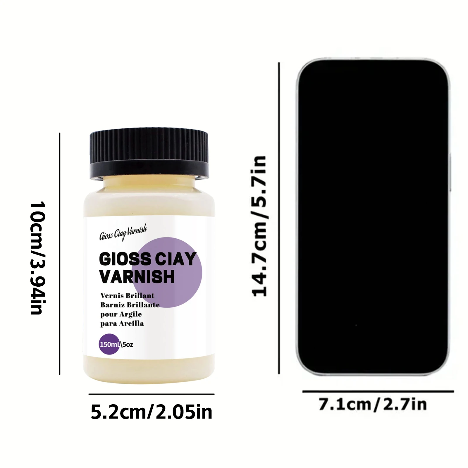 1/2/3Pcs 150ML Gloss Varnish Clay Varnish Scratch Resistant Air-dried Clay Glaze With Brush For Ceramic Wood Acrylic Paint