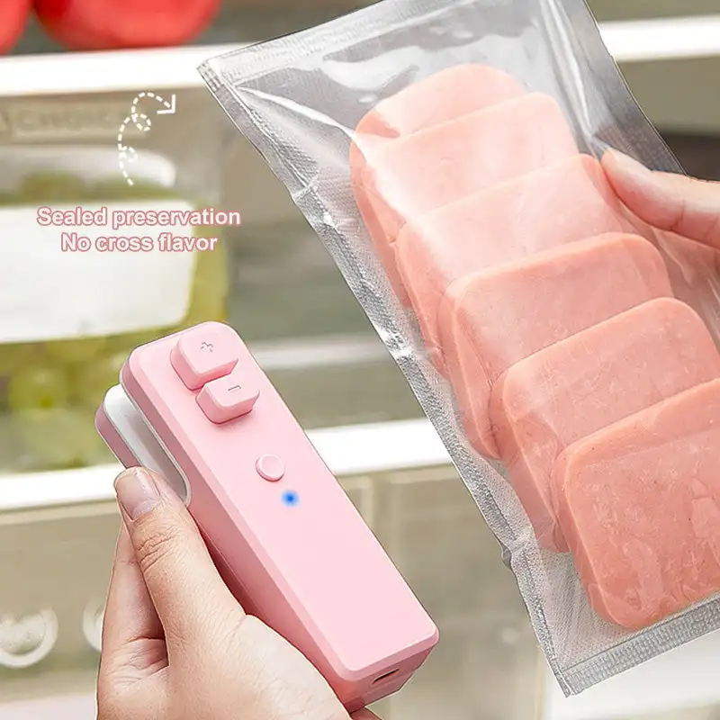 2 In 1 Mini Heat Sealer Portable Handheld Sealing Vacuum Machine USB Charging Food Snack Plastic Storage Bag Sealer Packing Bag