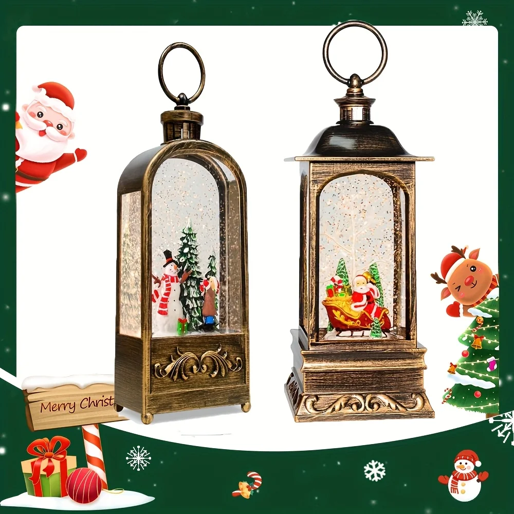 

Блестящий водяной фонарь, вращающийся сверкающий водопад, снежный пейзаж, музыкальная шкатулка на Рождество, Новый год, домашние вечеринки