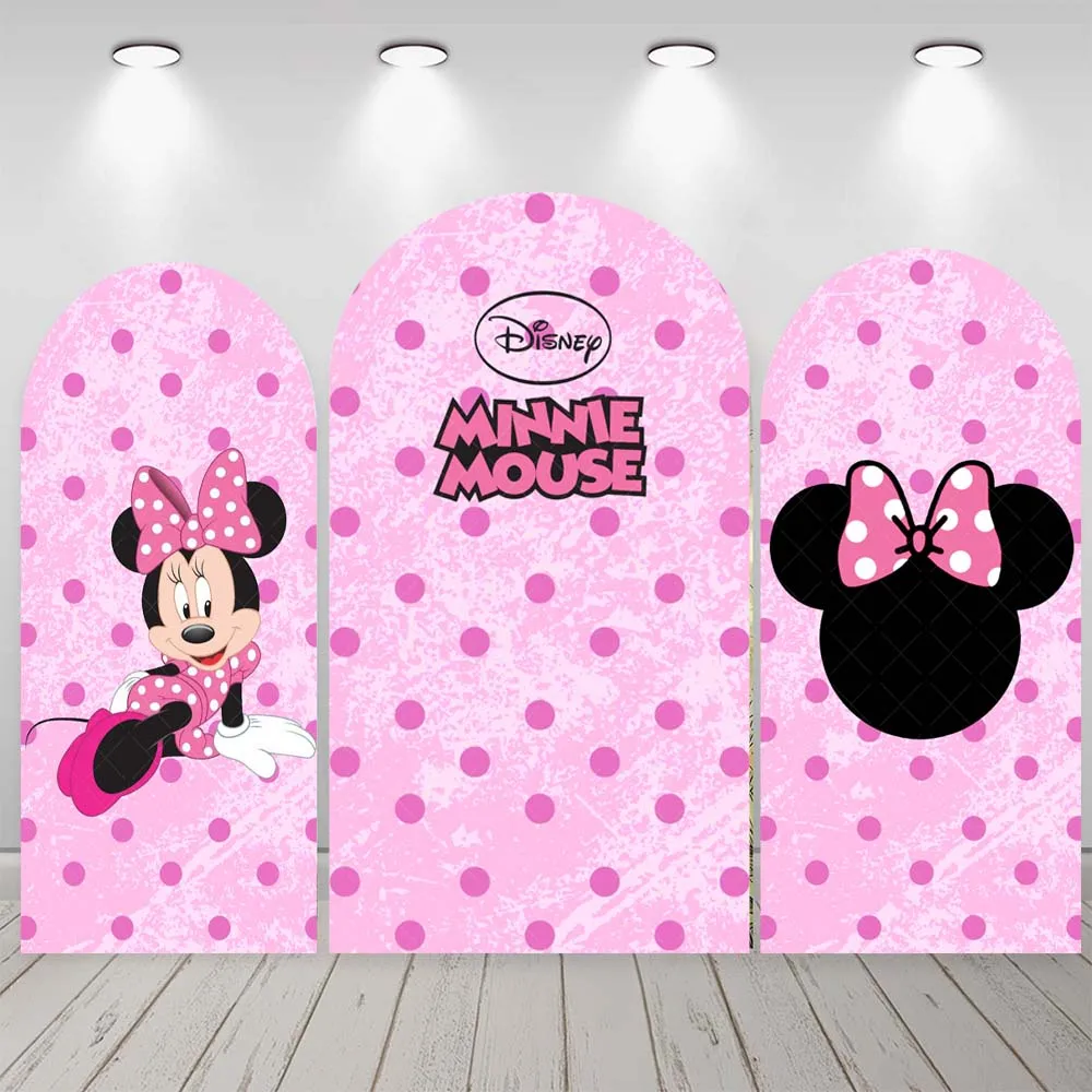 Cartoon Pink Minnie Disney Mouse Baby Kids Girl Birthday Gift Party Arch Backdrop Custom Kids Room Photo Poster Decor Background