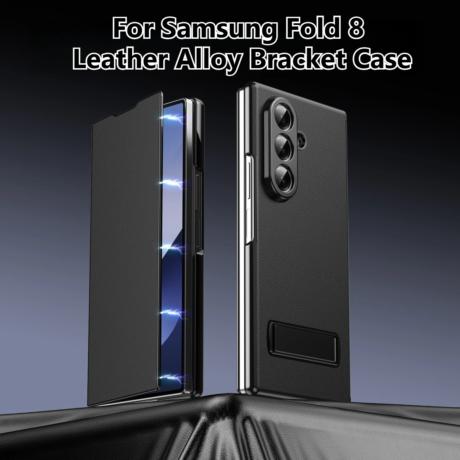 Minimalist PU Leather Magnetic Alloy Bracket Case For Samsung Galaxy Z Fold 8 Ultra 7 6 5 4 3 5G Shockproof Protective Cover