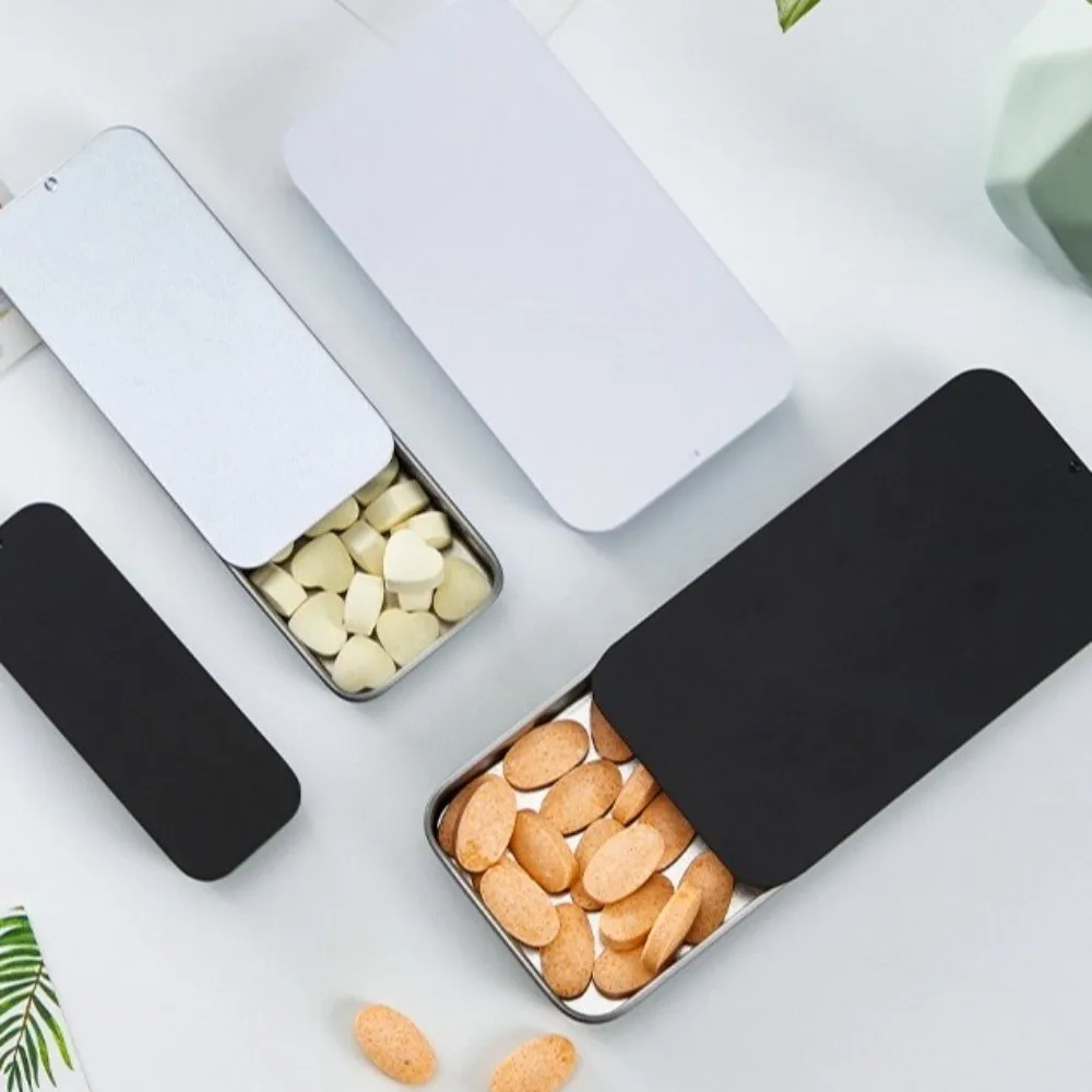 Multi Size Sliding Lid Tin Box Small Size Slide Top Push-Pull Tin Box Tinplate Material Metal Rectangular Mini Iron Box