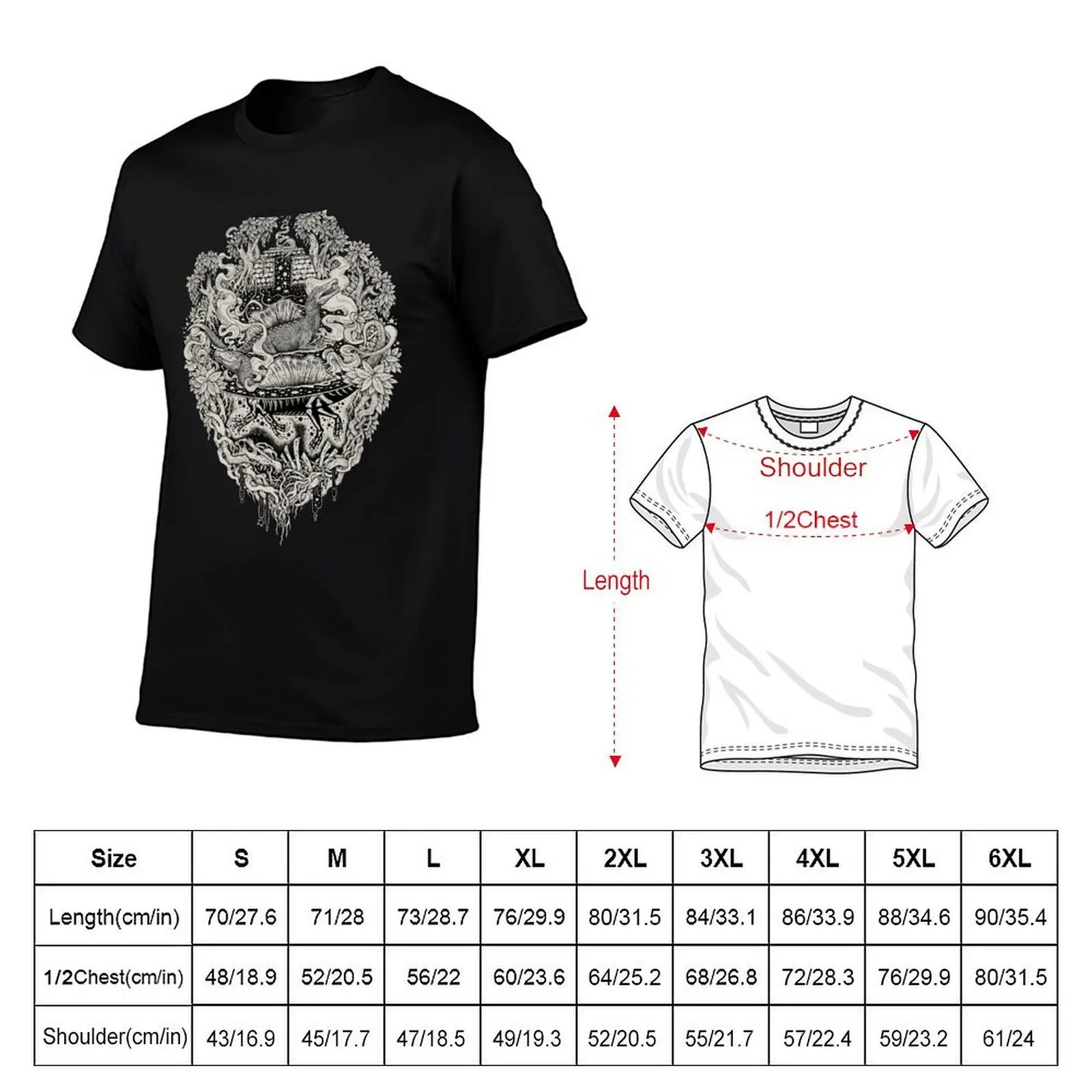 Sunken Temple of the Spinosaurus || Monochrome || Dinosaur Science Fiction Art T-Shirt