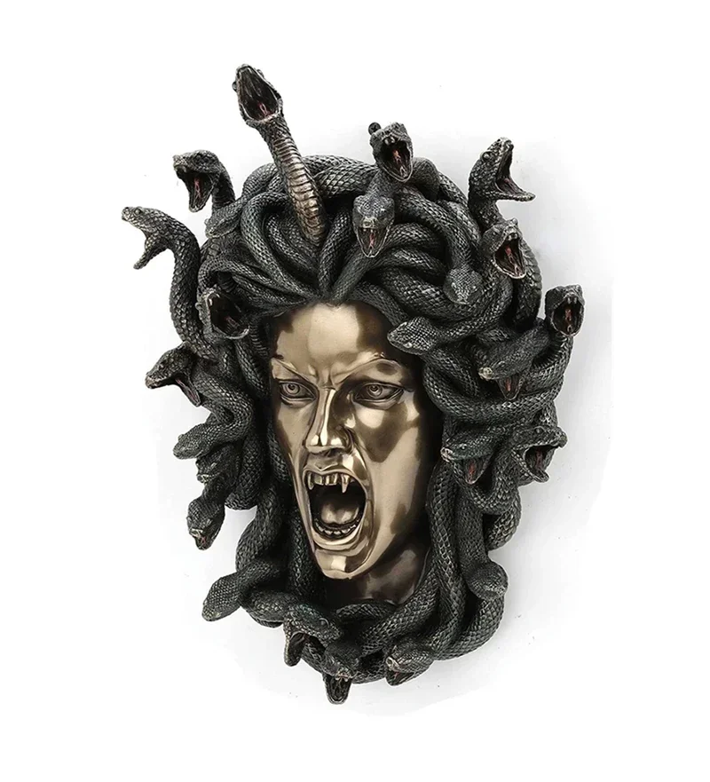 Ancient Greek mythology figure Medusa Head Sculpture Living Room Wall Decoration Resin Statue Ornaments Home Decorations Gifts