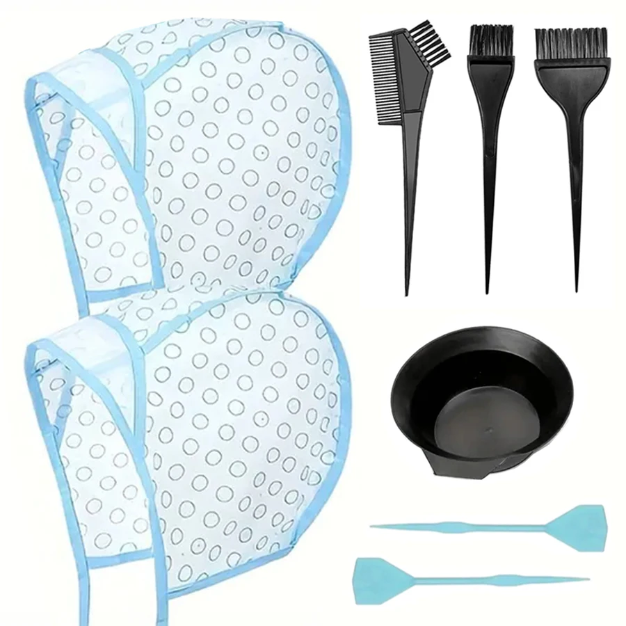 قبعة احترافية للاستخدام المنزلي في الصالونات مع خطاف كروشيه مدمج - رأس صبغ الشعر قابل لإعادة الاستخدام #1