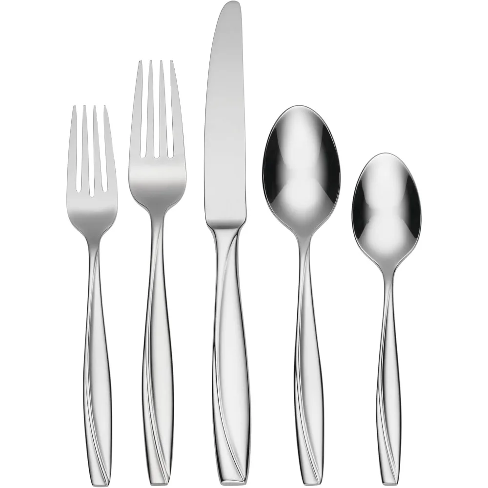 

45-Piece Casual Stainless Steel Flatware Set for 8, 18/0 Grade, Silver-Tone
