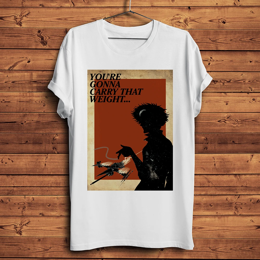 Cowboy hunter Bebops Spike Spiegel Funny anime vintage Tshirt Homme Men Short T Shirt Unisex manga streetwear breathable Tee