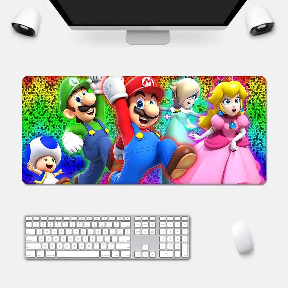 S-supers marios dos desenhos animados mousepad impressão hd computador gamers borda de bloqueio antiderrapante mouse pad xxl90x40cm teclado pc mesa almofada