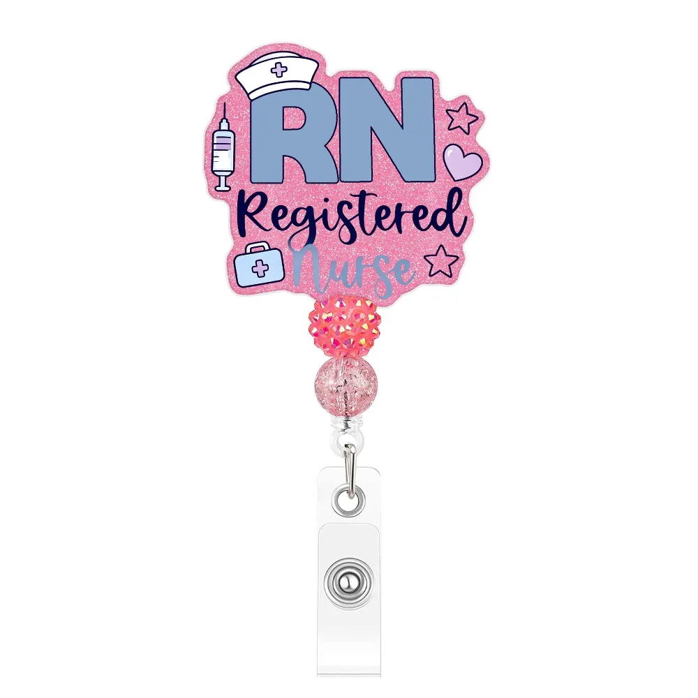 Delicate Beaded Craft Nurse Badge Reel Retractable Structure Lightweight Fun Pull Reel Accessory Steady Hold Practical