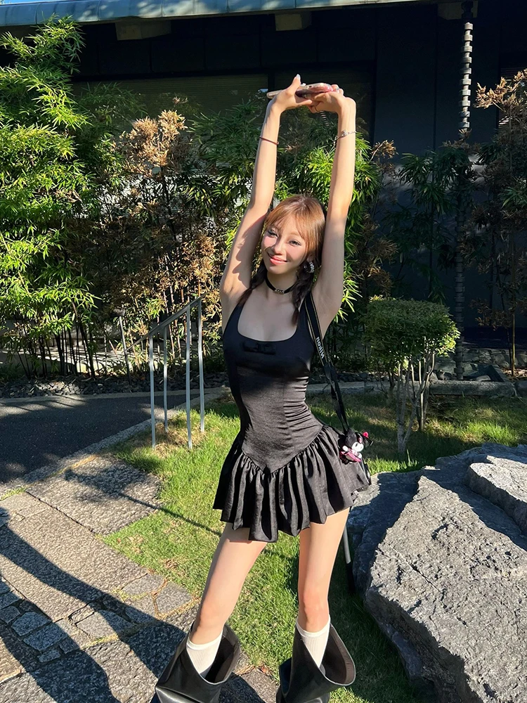 

Sweet And Spicy N13 SYXATN Women's Summer Ballet Style Strap Dress Puffy Short Skirt Waist-Cinching City Commute Daily Wear