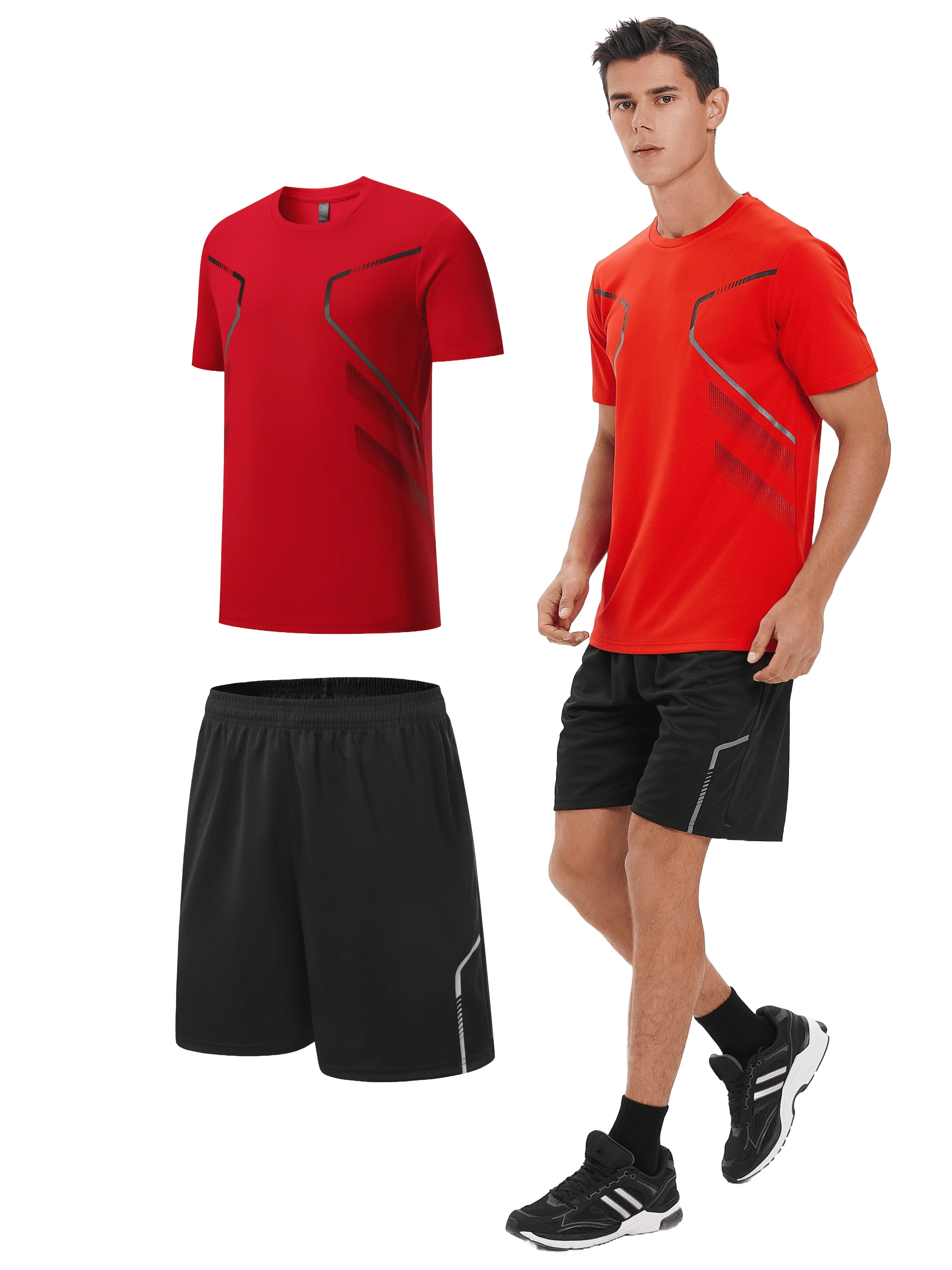 

Two-piece Summer Running Sports Outfit for Men - Summer Fitness Quick-drying Short-sleeved Pants Sports Suit - Father's Day Gift