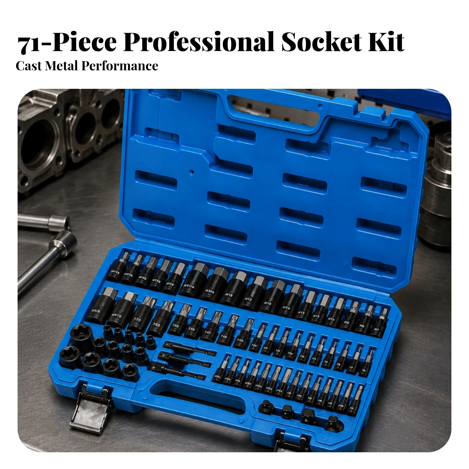 71 Pieces Star-Shaped Bit Socket Set with Storage Case Long-Lasting Star-Shaped Socket Set with Carrying Case Tools Heavy Duty