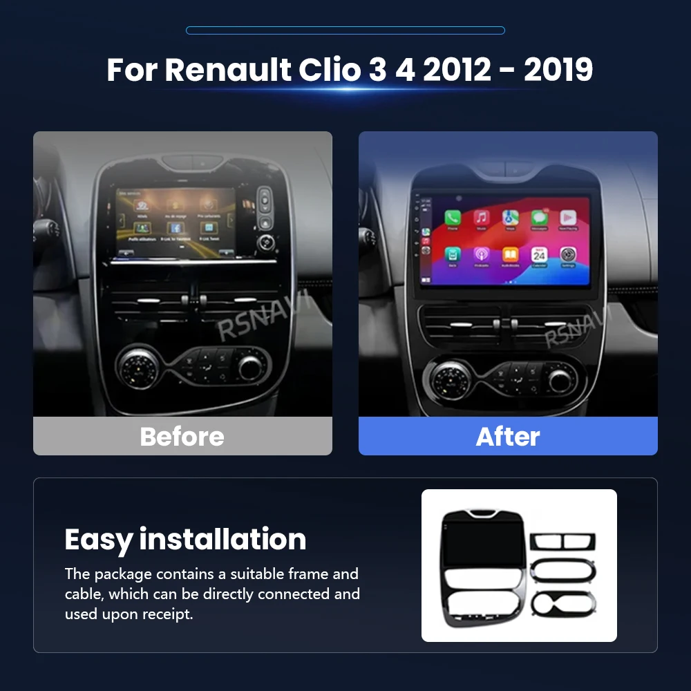 Android 16 Carplay Auto For Renault Clio 4 2012 - 2018 2019 Car Radio Touch Screen Wireless WIFI+4G BT Stereo Multimedia Player