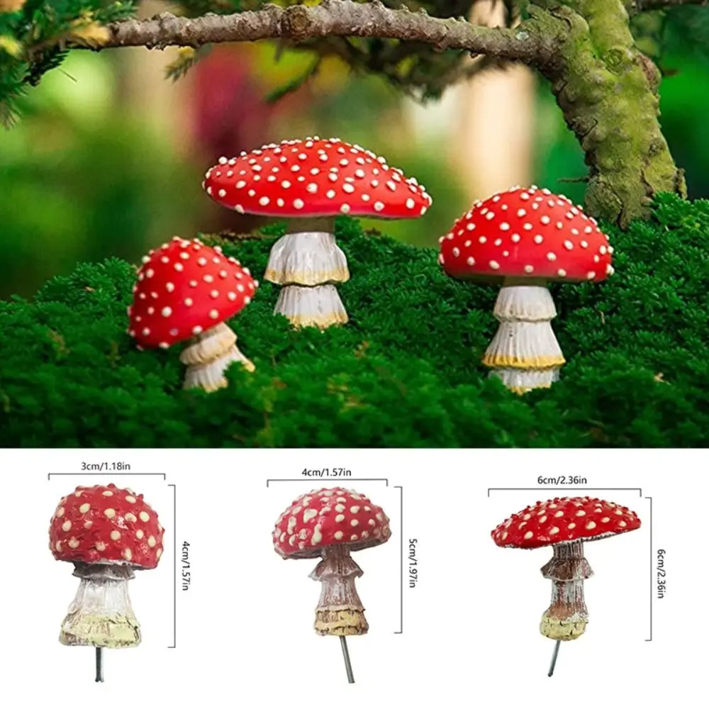 3PCS Home Figurines Decor Mini Mushroom Miniatures Resin Crafts Polyresin Statue Resin Figurines Glow In The Dark