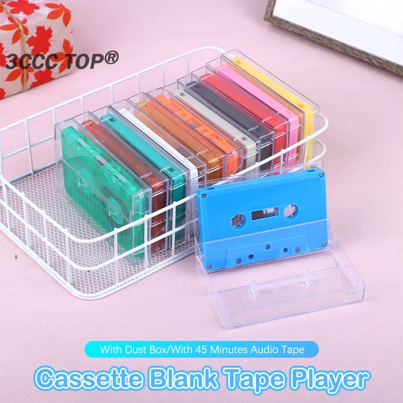 Boîte de Rangement Transparente pour Cassette Standard, Lecteur de Cassette Vierge avec 45 Formations Magnétiques pour Audio, Musique, Statique, 1 Ensemble