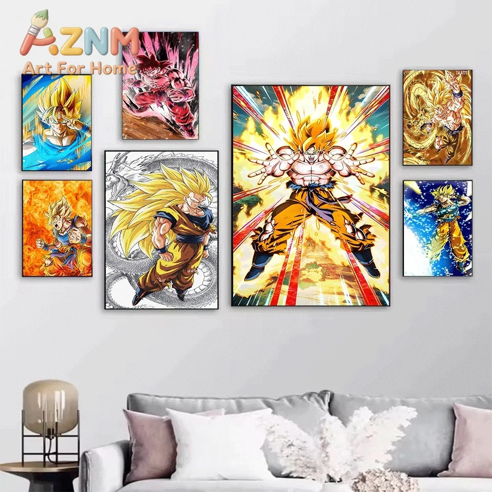 Dragon Ball Anime Canvas Wall Art No Frame Super Saiyan Goku Black Rose Manga Print Painting Home Living Room Bedroom Decor Po