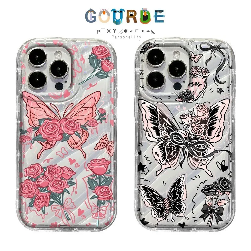 

Gourde Butterfly Flower Case for IPhone 16 15 14 12 13 11 Pro Max IP 7 8 Plus X XS XR XsMax Casing Soft TPU Wave Texture Cover