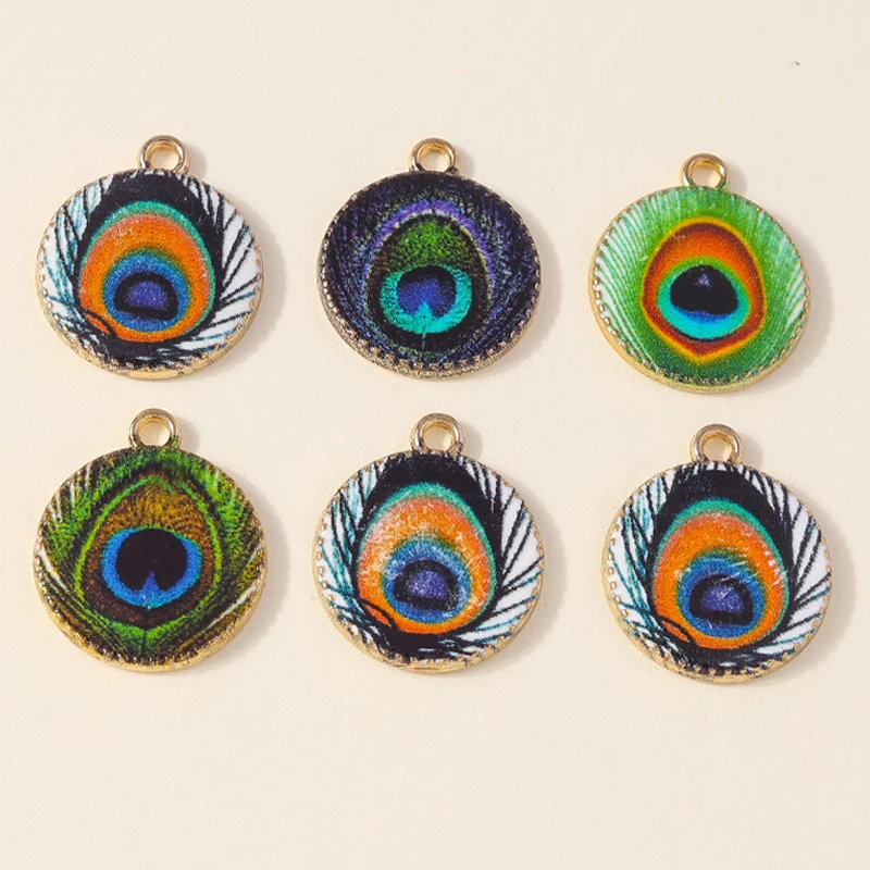 Leslie 10pcs Enamel Feather Peacock Bird Phoenix Charms for Jewelry Making DIY Dangle Earrings Necklace Pendant Accessories