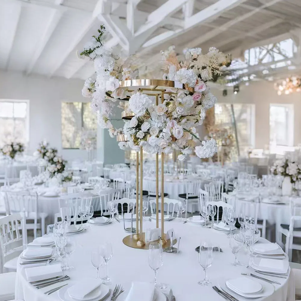 2/4/6 Stück 46 Zoll hohe, vergoldete Hochzeitsblumenständer, Tischdekoration für den Haupttisch, für Brautpartys und Bankettdekorationen – Detail 3
