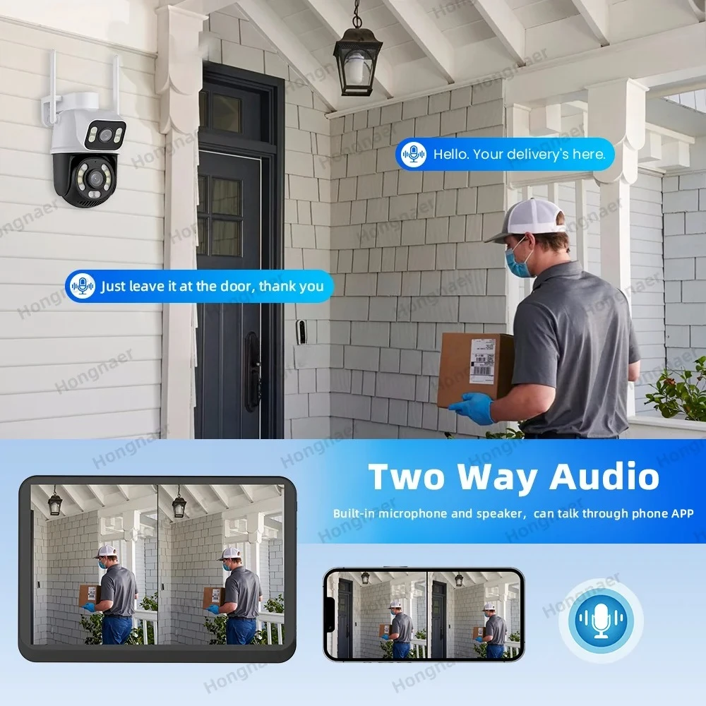 Hongnaer 6mp 4ch lente dupla casa ip vigilância sistema de câmera segurança kit icsee touchscreen lcd nvr sem fio wifi cctv sistema câmera