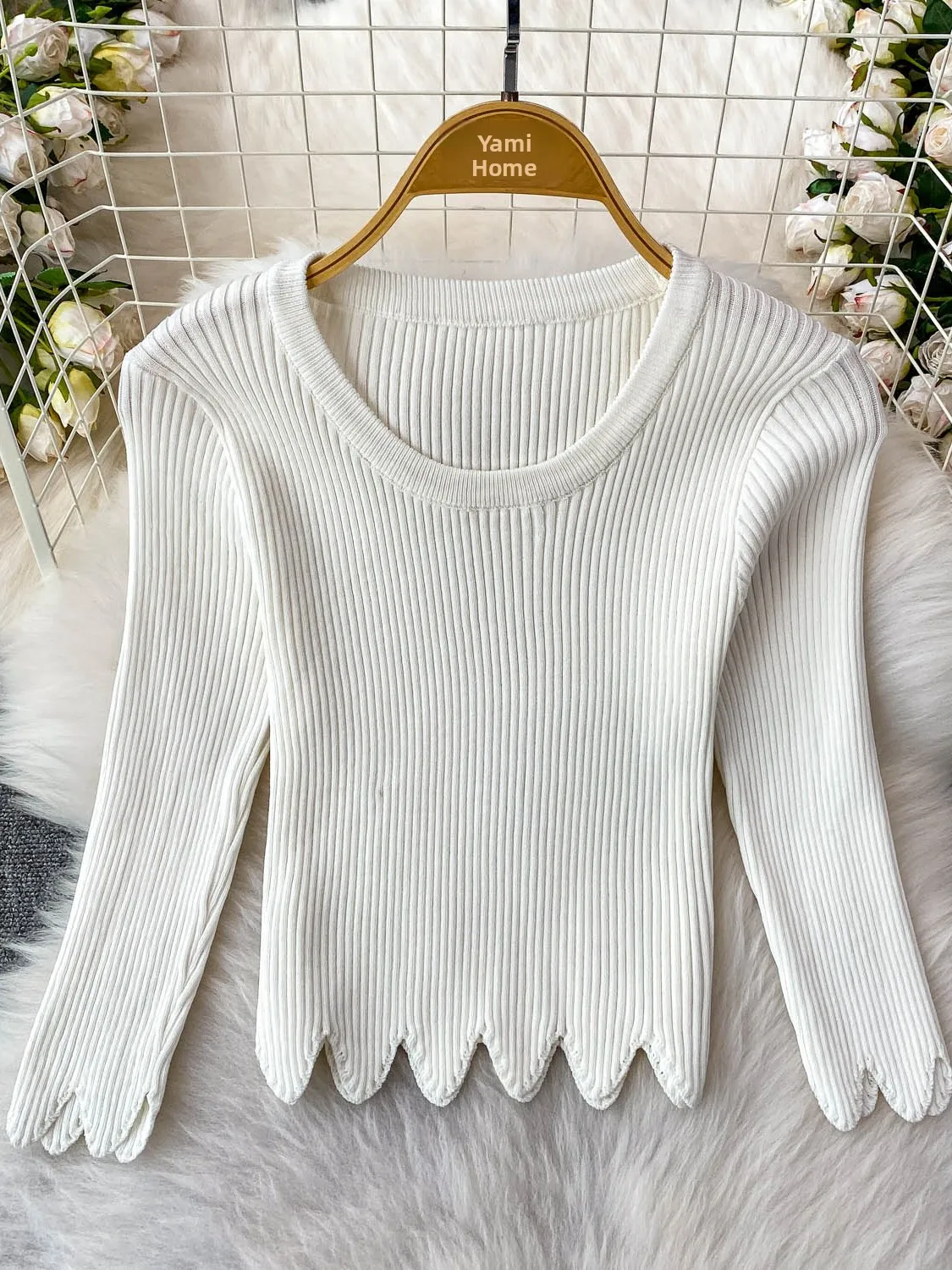 Suéter de Punto de Color Puro Nuevo 2025, Diseño E para Mujer, Manga Corta, Cuello Redondo Largo, Cseta Básica, Est...