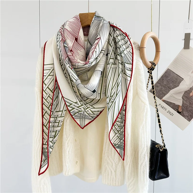 2024 Popular Wool Scarves Wraps Triangle Wool Shawl Cape Womens Fashion Warm Pashmina Scarves Wraps for Autumn Winter