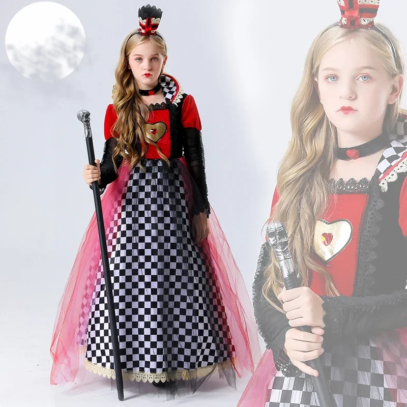 Disfraz de Halloween para niños, reina de corazones, Cosplay