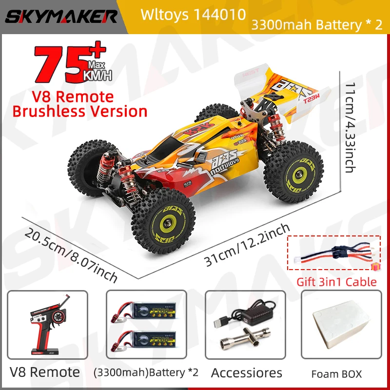 WLtoys 1/14 144016 144001 Escova Carro RC 144010 Metal sem escova
