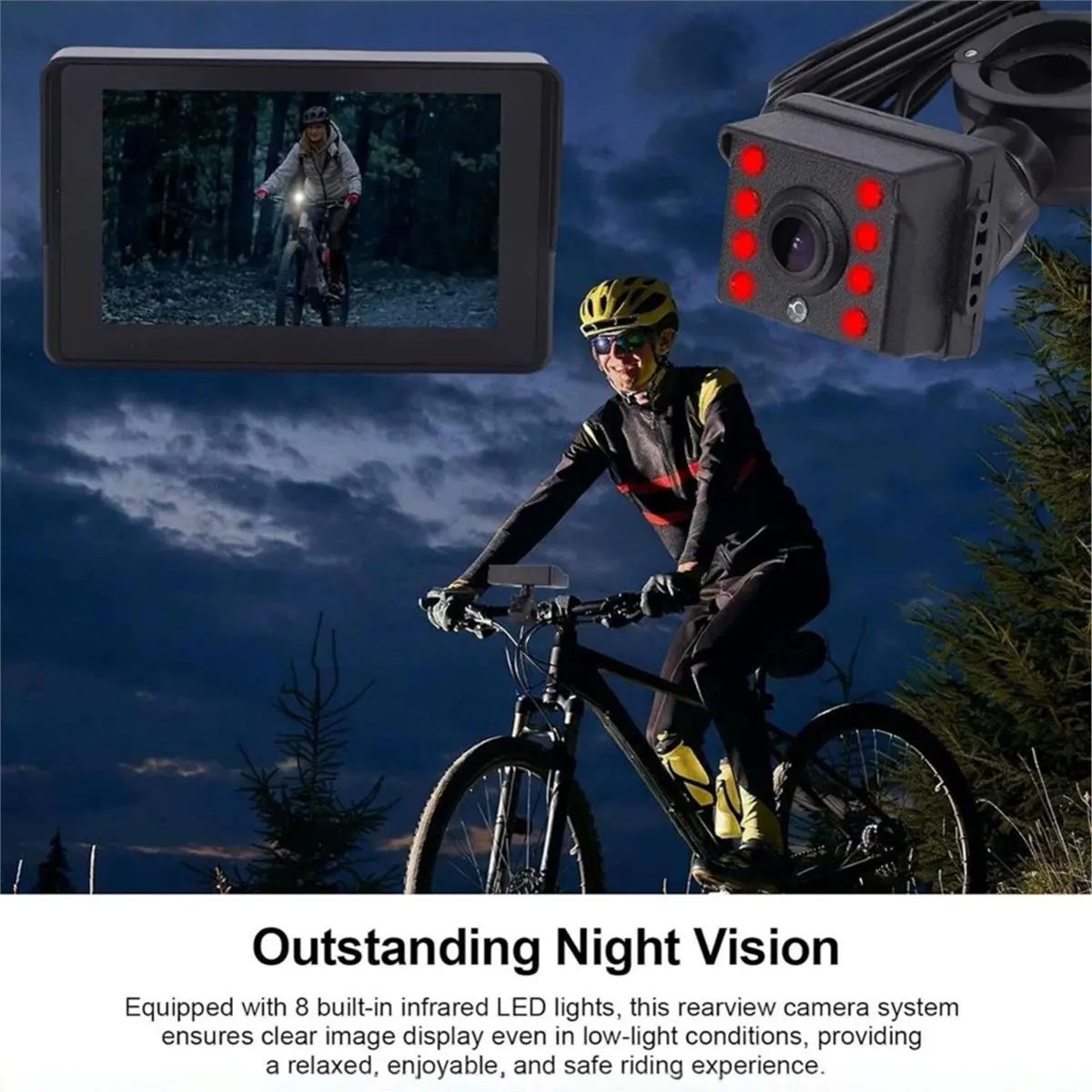 B72ABG Bike Rear View Camera 1080P 5 Inch HD Display Screen Rear View Camera for Mountain Bike E-Bike Bicycle Mirror