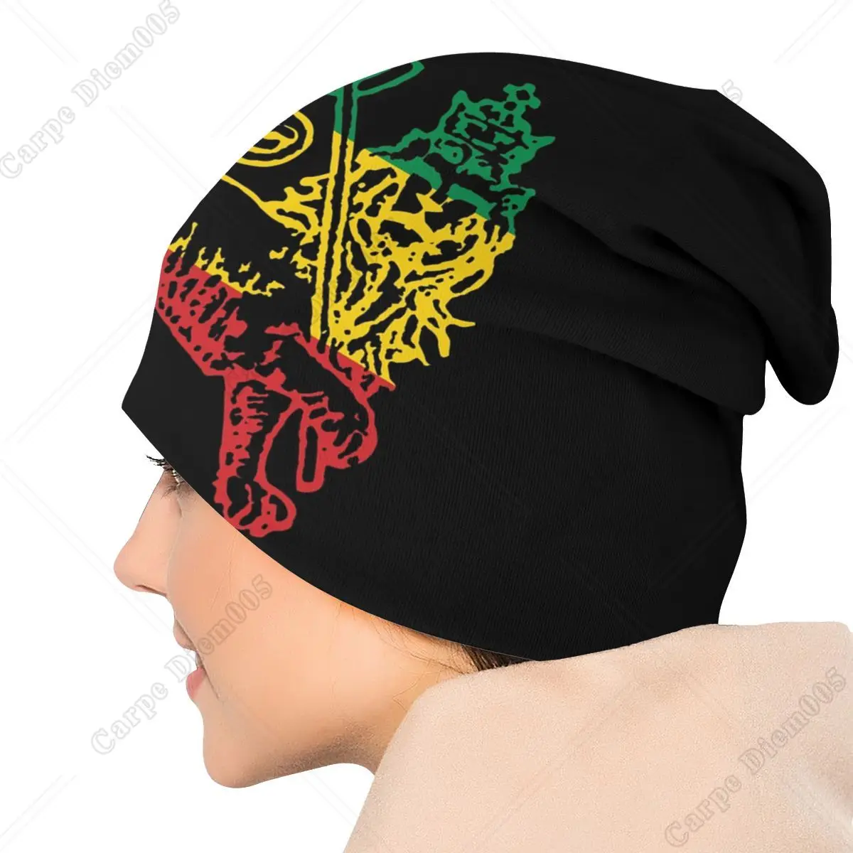 Lion Of Judah Flag Ethiopia King Selassie Rasta Beanie Unisex Hip Hop Winter Warm Skullies Beanies Hats Adult Knitted Bonnet Cap