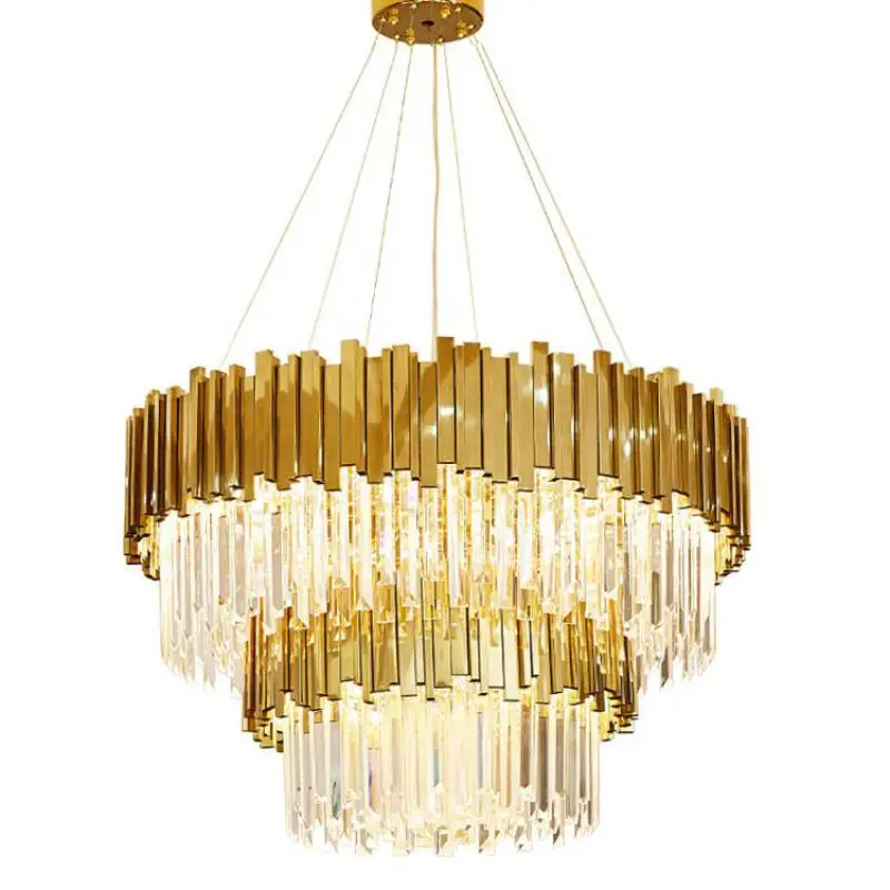 Large circular Gold Crystal Chandelier Lighting for Hotel project Living Room deco Lustres Luxury church hall LED Chandeliers