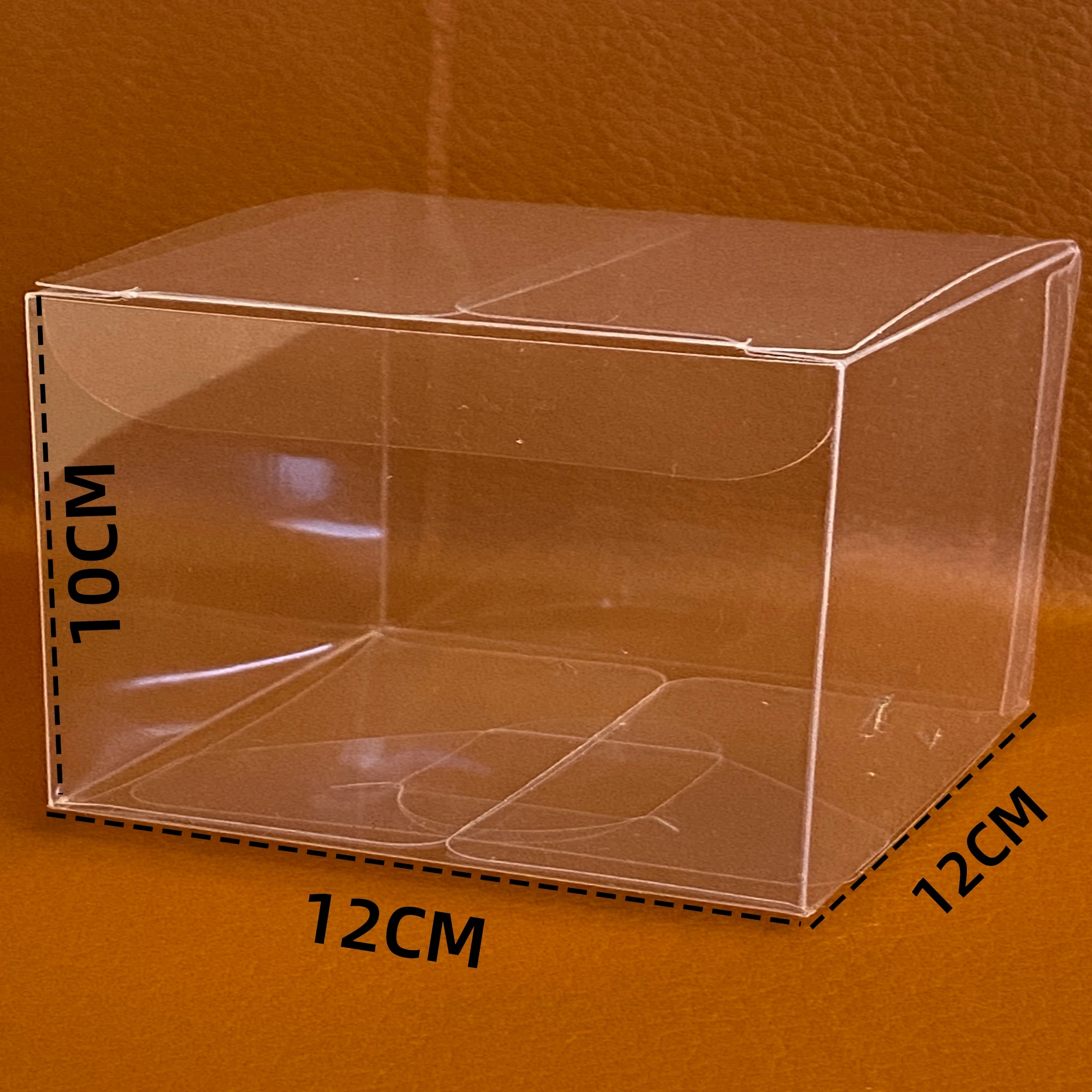 

50pcs 12X12X10cm（4.72X4.72X3.94inch） Clear Plastic PET Foldable Square Display Boxes PVC Gift Doll Packaging Transparent