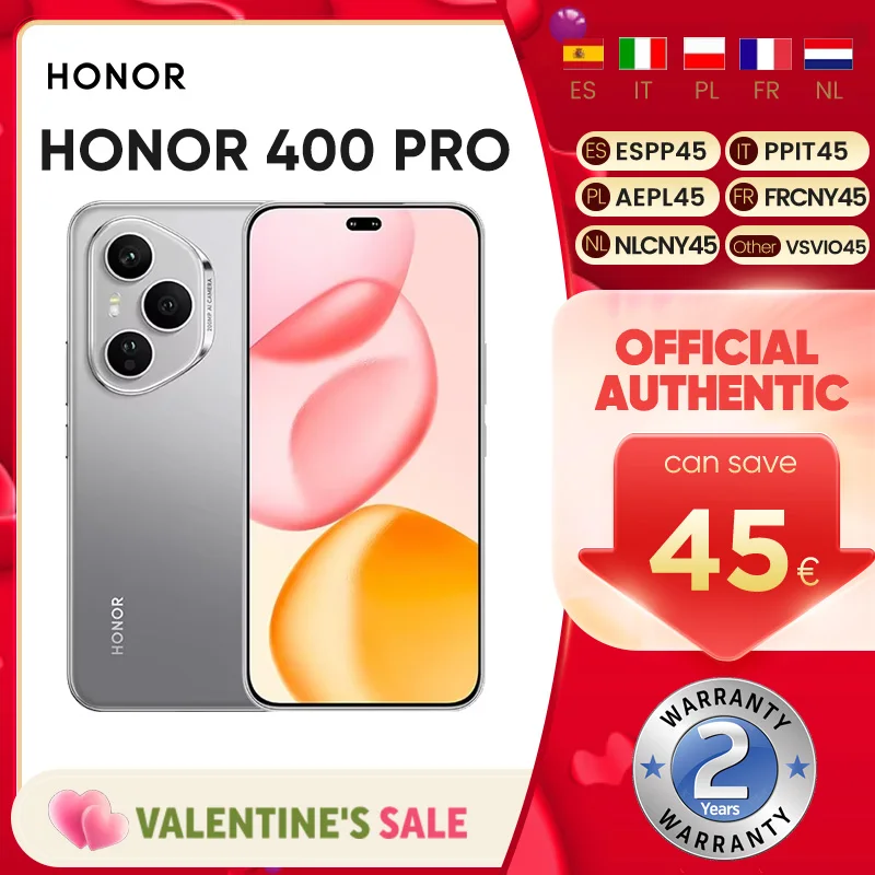 Téléphone mobile HONOR 400 Pro 5G d'origine, écran OLED 6,55 pouces 120 Hz, Snapdragon 8 Gen 3, appareil photo 200 MP, batterie 6000 mAh, smartphone