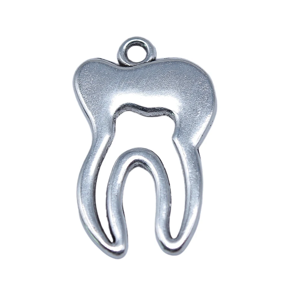 10pcs/lot 15x24mm Tooth Charms For Jewelry Making Antique Silver Color 0.59x0.94inch